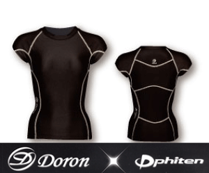 ��10%OFF���ꖜ�~�ȏ�̍w���ő���������DORON WATER SERIES WOMENS TOPS(Phiten) �yBLACK�z�yS/M�z�ysmtb-f�z