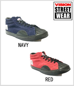≪一万円以上の購入で送料無料≫VISION SKATE SHOES COSTA MESA MID SUEDE【NAVY/RED】【23cm/24cm】MCR-304【mi】