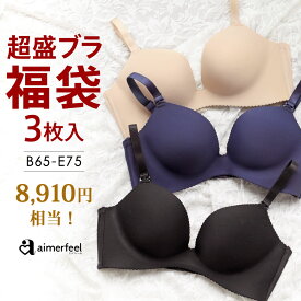 【バーゲン 21％OFF】【3枚組 送料無料】ブラジャー 福袋 超盛ブラ(R) 3枚入福袋 (下着 産後 レディース 女性 バストアップ 谷間 シームレス Tシャツブラ 盛れるブラ 超盛りブラ 脇高ブラ ブラ かわいい下着 ランジェリー ハッピーバッグ 小胸 脇肉 贅肉 3点 盛れる バスト