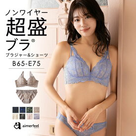 【セール 22％OFF】ブラジャー ショーツ セット ストレッチレース ノンワイヤー 超盛ブラ(R) ブラジャー&ショーツ(下着 レディース ブラ ノンワイヤーブラ ワイヤレス 超盛りブラ 谷間 盛れる 脇肉 超盛ブラ ブラショーツ ブラセット ランジェリー 可愛い 女性 盛りブラ パ