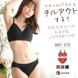 【30％OFFクーポン】ブラジャー ショーツ セット クロスチュール とろける ノンワイヤー ブラジャー&ショーツ ( 下着 女性 レディース ブラセット ブラショーツ かわいい下着 ランジェリー 可愛い ブラトップ インナー 締めつけ 楽 楽ちん 旅行 シンプル ブラ ノンワイヤー