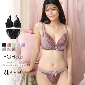 【30％OFFクーポン】ブラジャー 大きいサイズ シアーリュクス(R) ショーツ セット (FGHカップ)(下着 女性 セクシー ブラショーツ 谷間 寄せ ブラセット レディース ブラ 盛りブラ ブラショーツセット 下着セット パンティ レース パンツ 上下 可愛い)