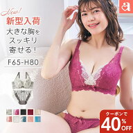 【本日限定40%OFFクーポン】ブラジャー 大きいサイズ カシュクールレース 脇高ブラ (R) ショーツ セット(…
