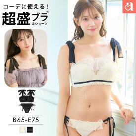 【新商品★P20倍】ブラジャー ショーツ セット シアーチェック ハーフカップ 超盛ブラ(R) ブラジャー&ショーツ(下着 レディース 盛りブラ 谷間 超盛 寄せ 上げ 盛ブラ 2WAY リボン ブラセット ストラップ ストラップレスブラ セクシー ブラショーツ ブラセット フリル 盛れる