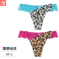 【新商品★P20倍】ショーツ ヒョウ カシュクールレース Tバックショーツ(下着 タンガ ソング パンツ パン…