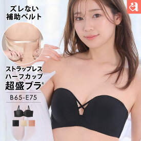 福A【MAX30％OFFクーポン】ブラジャー 肩紐なし ストラップレス ハーフカップ 超盛ブラ(R) 単品ブラジャー(下着 女性 ブラ 紐なし シームレス 盛れる 脇肉 1/2カップ ハーフカップブラ tシャツブラ 無地 小胸 盛りブラ 盛れるブラ シームレスブラ 単品 産後 紐なしブラ 紐な