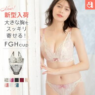 【MAX30％OFFクーポン】ブラジャー 大きいサイズ カシュクールレース 脇高ブラ (R) ショーツ セット(FGH…
