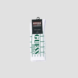 GUESS（ゲス）GUESS Originals Grid Crew Socks WHITE&times;GREEN