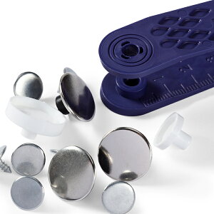 《Prym》プリム ジーンズ用ボタン径17mm/8セット入キット付スムース シルバー 622 240 タックボタン 釦 手芸 裁縫 リメイク ハンドメイド カバン デニム