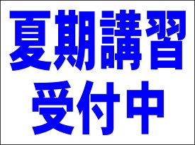 シンプルMサイズ看板 「夏期講習受付中（紺）」スクール・教室 屋外可