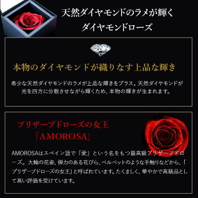 プロポーズプレゼントギフトダイヤモンドローズクリスマスプリザーブドフラワーバラ花赤全5色ホワイトデー女性彼女【店頭受取対応商品】