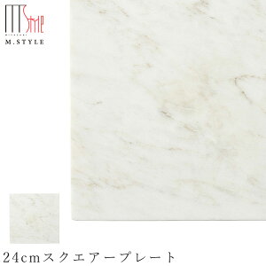 【送料無料】石のお皿【天然石 ホワイトマーブル 24cmスクエアープレート】裏面に傷付き防止用スポンジ加工あり 石の食器 M.STYLE【ミヤザキ食器】
