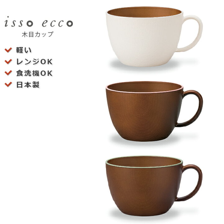 楽天市場 すぐ使えるクーポン有り Isso Ecco 木目カップ イッソエッコ おうちカフェ食器 おしゃれ 木製風 レンジ対応 食洗機対応 木製のお皿やメラミンよりも便利 アウトドアやキャンプ母の日 父の日 食器とお弁当箱のお店 Soeru