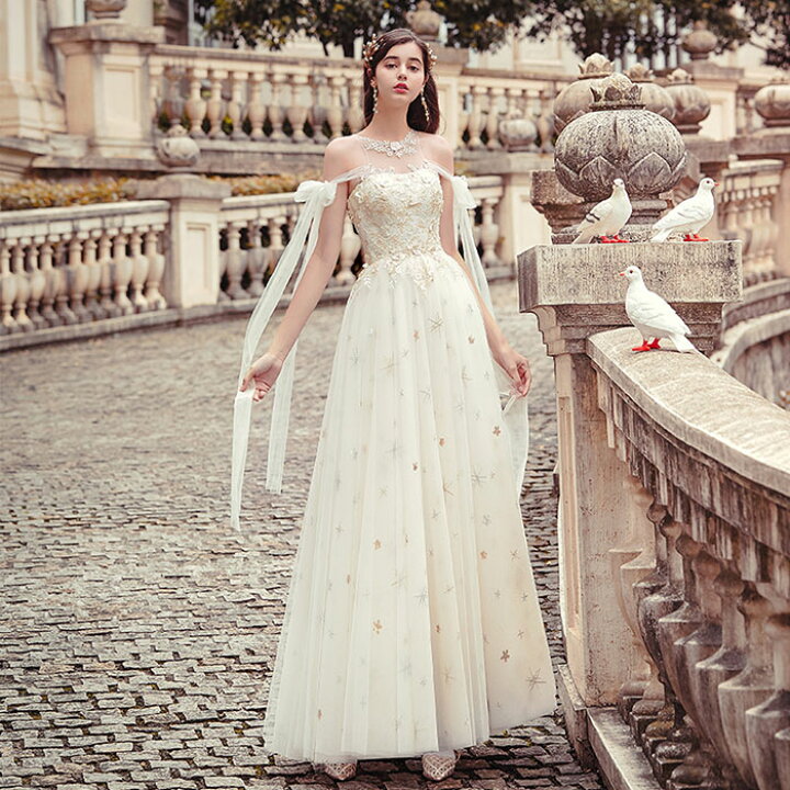 ウェディングドレス ロングドレス 結婚式 クラシック ウエディング  