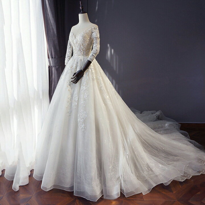 楽天市場】Aラインドレス ウエディングドレス ウェディングドレス 長袖 