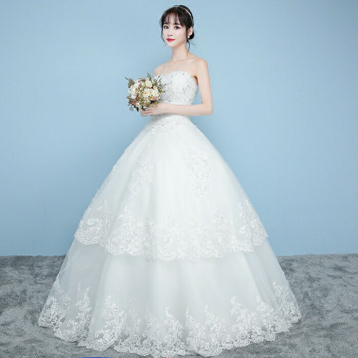 楽天市場】プリンセスラインドレス ベアトップ 結婚式 二次会ドレス  