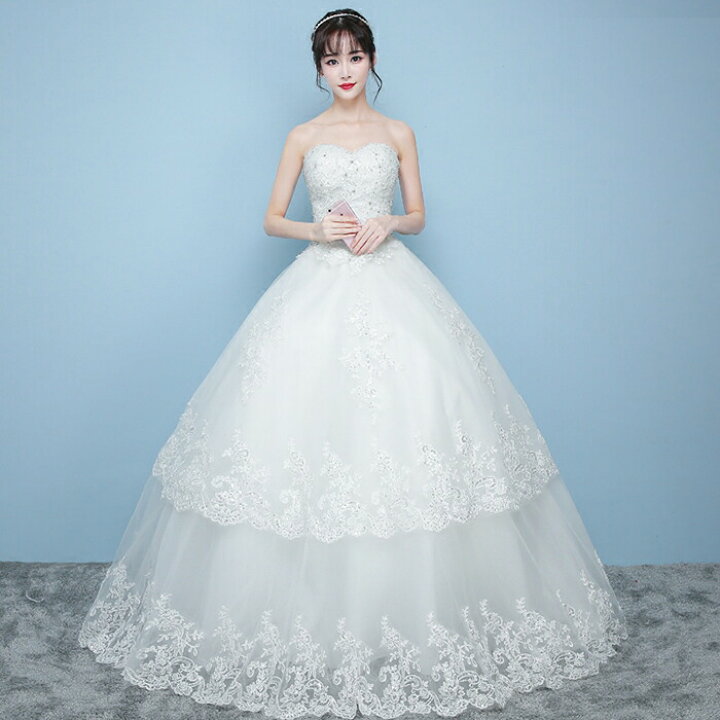 楽天市場】プリンセスラインドレス ベアトップ 結婚式 二次会ドレス  