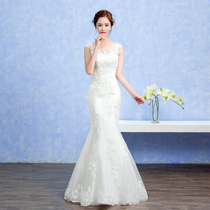 楽天市場】マーメイドドレス ノースリーブ 花嫁 ウエディングドレス  