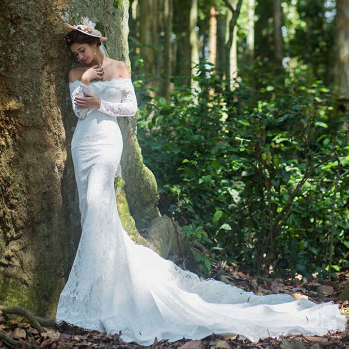 楽天市場】ウエディングドレス マーメイドライン 花嫁 オフショルダー  