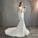 ＼P2倍×1000円クーポン配布中☆楽天スーパーSALE限定／ウエディングドレス 結婚式 ブライダル オフホワイト 白 オフホワイト バックレース 二次会ドレス ロングドレス 披露宴 マーメイドドレス マーメイドラインドレス ウェディングドレス 海外挙式 花嫁 前撮り 海外挙式