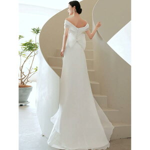 ウエディングドレス 結婚式 ウェディングドレス オーガンジー 花嫁 二次会ドレス ロングドレス ブライダル 披露宴 海外挙式 前撮り Aラインドレス オフショルダー 披露宴 前撮り ブライダル