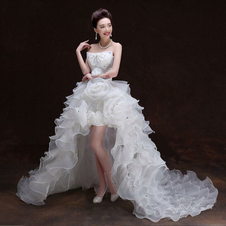 楽天市場】ウェディングドレス 安い トレーンドレス 前ミニ  