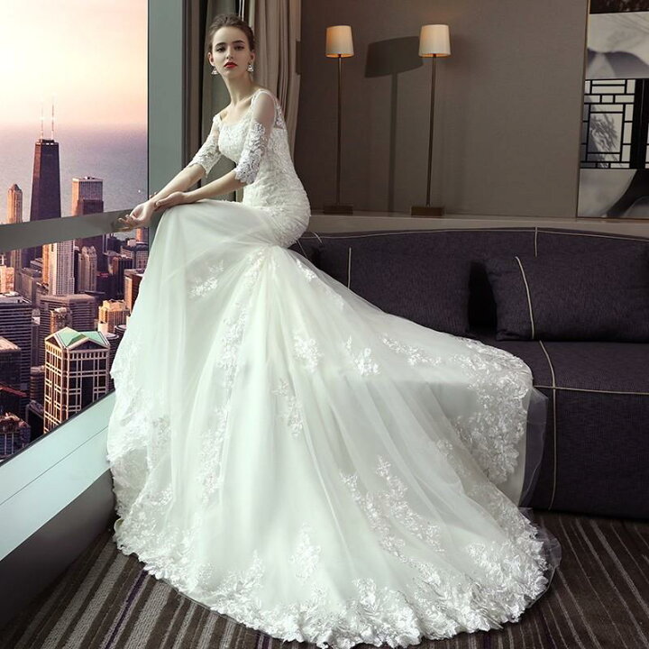 楽天市場】ウェディングドレス マーメイドライン 結婚式 ウエディング  