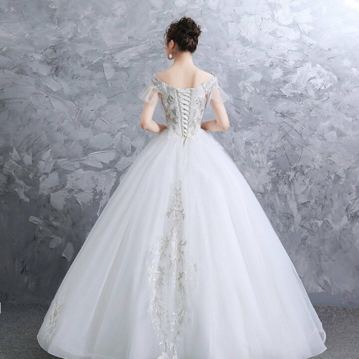 楽天市場】ウェディングドレス 白 オフホワイト レース 結婚式 花嫁 
