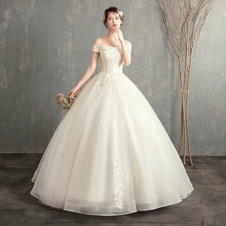 楽天市場】ウェディングドレス 白 オフホワイト レース 結婚式 花嫁 