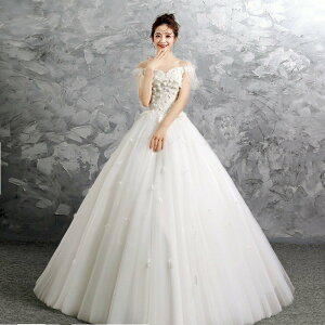 ウェディングドレス 白 オフホワイト レース 結婚式 花嫁 シンプル ロングドレス 袖あり ブライダル 二次会ドレス パーティードレス 披露宴 プリンセスドレス プリンセスラインドレス 大き