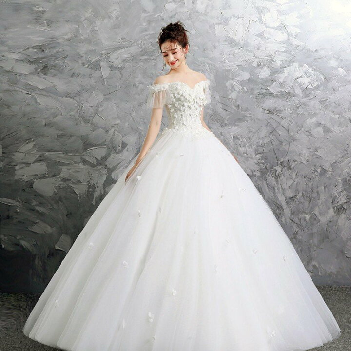 楽天市場】ウェディングドレス 白 オフホワイト レース 結婚式 花嫁  