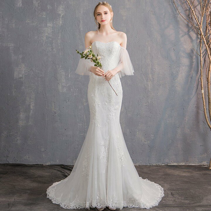 楽天市場】2way ウエディングドレス 上品 ウエディング 花嫁 結婚式 白  