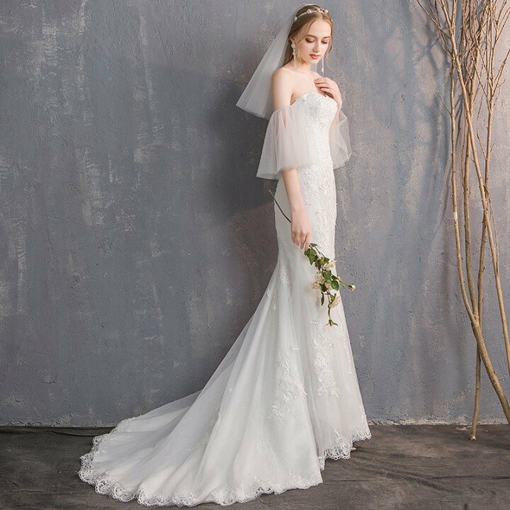 楽天市場】2way ウエディングドレス 上品 ウエディング 花嫁 結婚式 白 