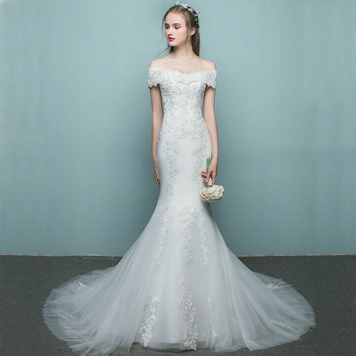 楽天市場】ウエディングドレス マーメイドライン 白 オフホワイト  