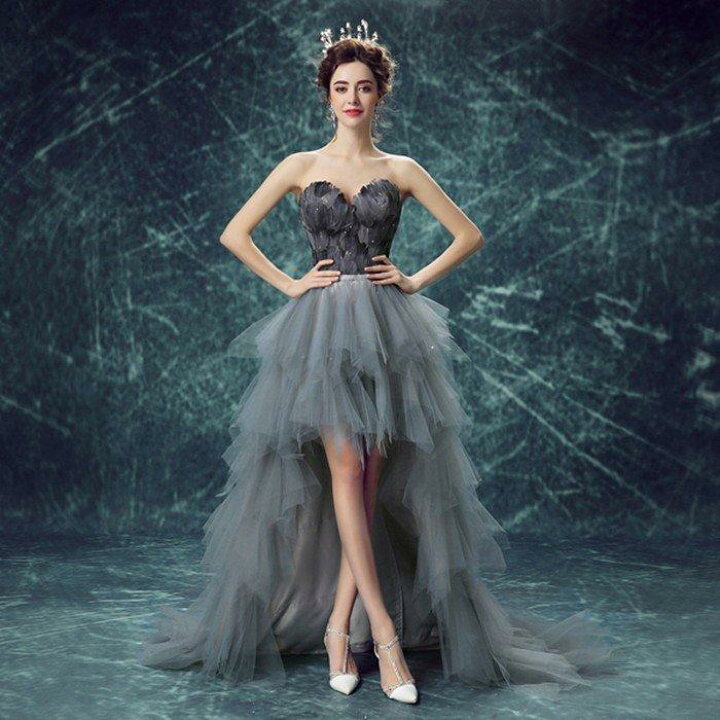 楽天市場】ウエディングドレス ミモレ丈 ミニ丈 カラードレス 結婚式 
