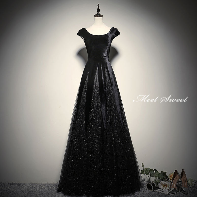 低価 ステージドレス ブラックロングドレス
