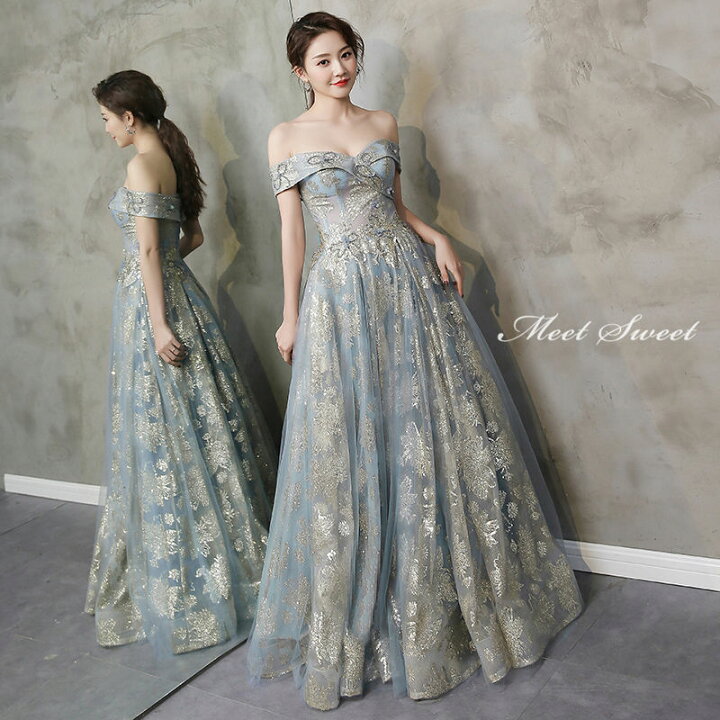 楽天市場】ウエディングドレス カラードレス パーティードレス ブルー  