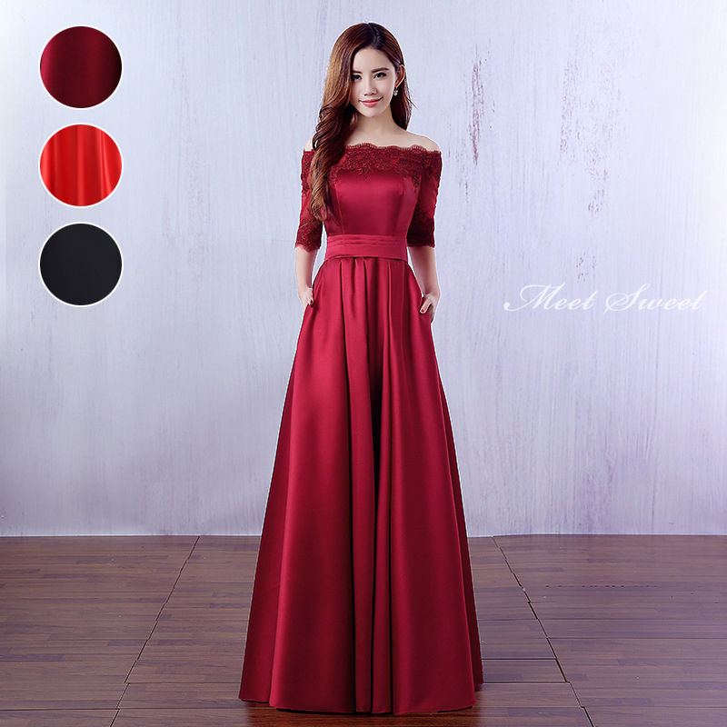 カラードレス 黒 赤 カクテルドレス フォーマルドレス ロングドレス
