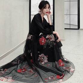 ウェディングドレス ウエディングドレス カラードレス パーティードレス イブニングドレス Aラインドレス 黒 花柄 長袖 ロングスリーブ Vネック フォーマル カクテルドレス 発表会ドレス 演奏会 ブラック ゲストドレス 結婚式 二次会 披露宴 コンサート 花嫁