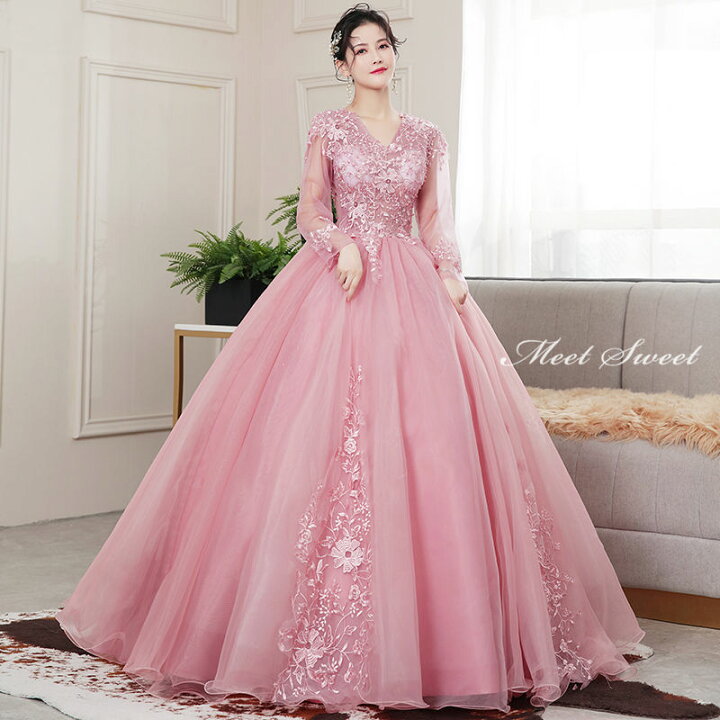 楽天市場】ウエディングドレス カラードレス 演奏会 長袖 ロング  