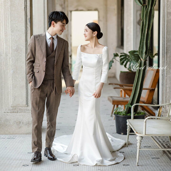楽天市場】ウェディングドレス 新婦 ロングドレス 長袖 袖あり ロング  