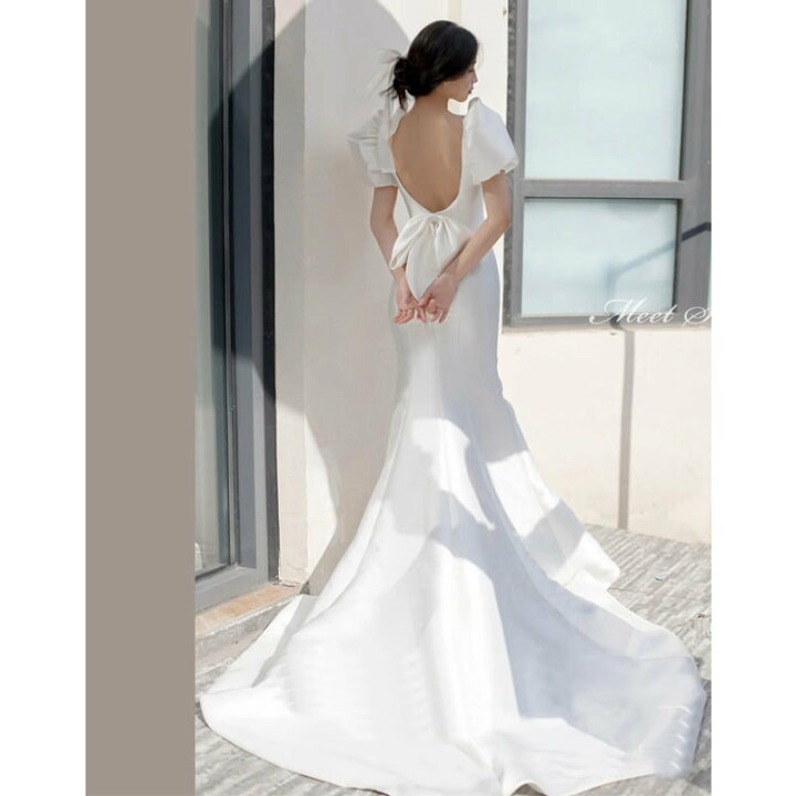 楽天市場】ウェディングドレス 新婦 ロングドレス バックレス オープン  