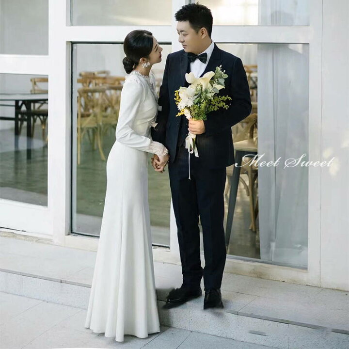 楽天市場】ウェディングドレス 二次会ドレス 結婚式 バックシャン 長袖 