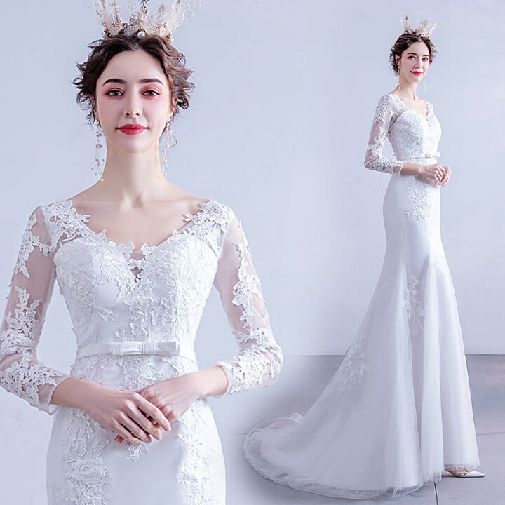 楽天市場】ウェディングドレス マーメイドドレス ロングドレス  