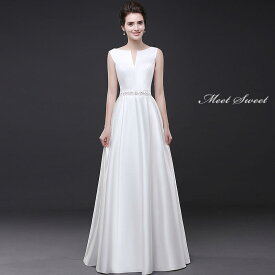 ウエディングドレス ウェディングドレス 結婚式 Aラインドレス サテン ノースリーブ 袖なし フォーマル 上品 レディース 卒業式 司会 カクテルドレス コンクール 40代 30代 20代 大きいサイズ 二次会 披露宴 前撮り 後撮り 花嫁 フォトウェディング wedding dress