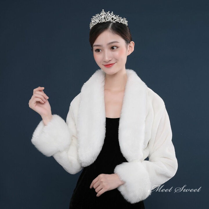楽天市場】ストール ファー ボレロ パーティー 結婚式ボレロ 長袖 