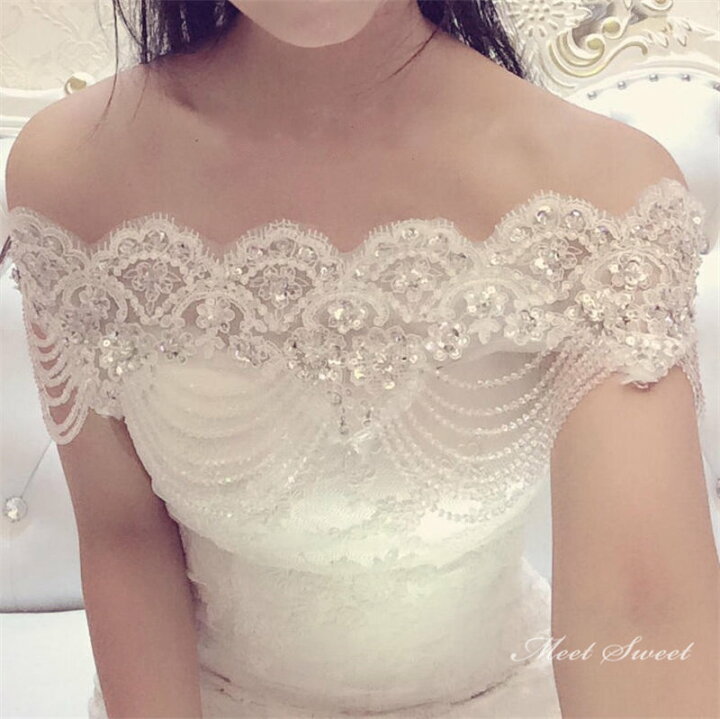 楽天市場】オフショルダー ブライダル ウェディングボレロ 結婚式 花嫁  