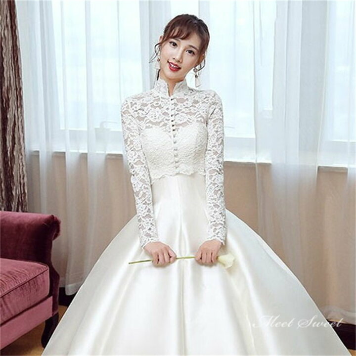 楽天市場】花嫁 ボレロ ウェディングボレロ レース 結婚式 袖あり 