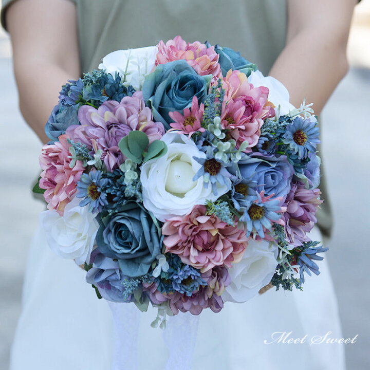楽天市場】パープル ブルー ウエディングブーケ 結婚式 ウェディング 
