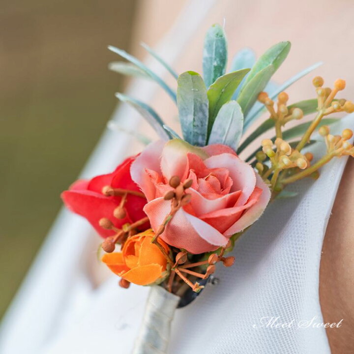 楽天市場】3点セット 花冠＋ブートニア＋リストブーケ 花冠  